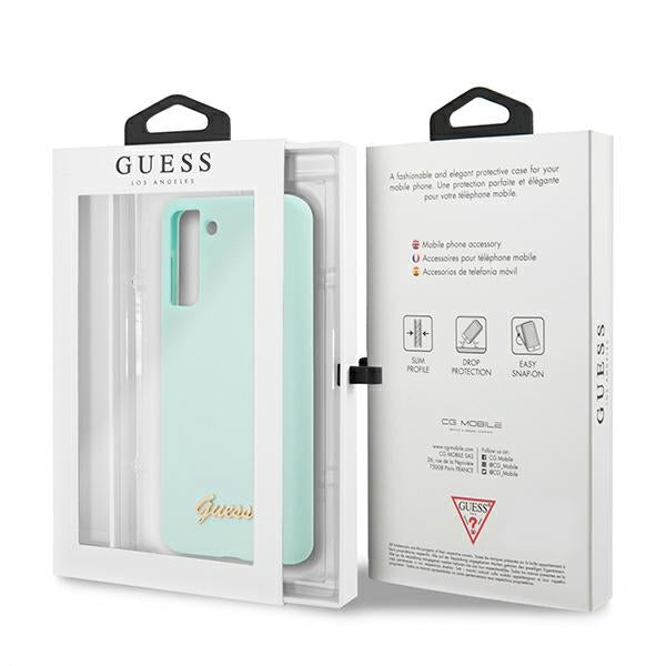 Guess GUHCS21MLSLMGLB S21+ G996 blue/blue hardcase Silicone Script Metal Logo