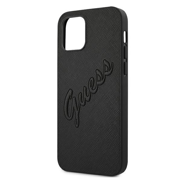 Guess Saffiano Vintage Script Case for iPhone 12 Pro Max 6.7" - Black