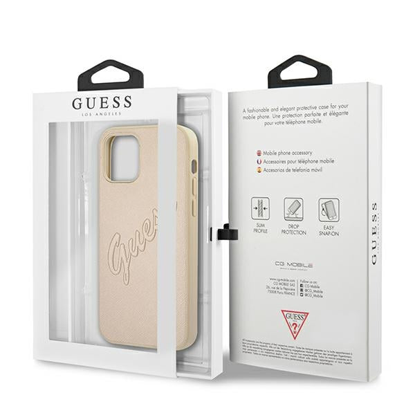 Guess GUHCP12MRSAVSLG iPhone 12/12 Pro 6.1&quot; gold/gold hardcase Saffiano Vintage Script