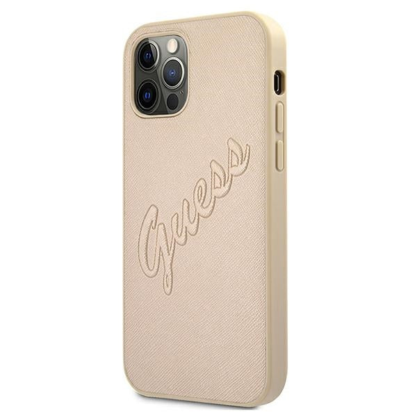 Guess GUHCP12MRSAVSLG iPhone 12/12 Pro 6.1&quot; gold/gold hardcase Saffiano Vintage Script