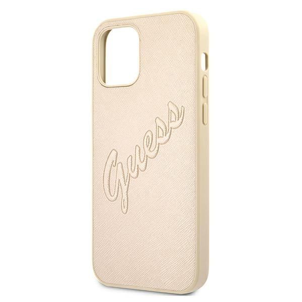 Guess GUHCP12MRSAVSLG iPhone 12/12 Pro 6.1&quot; gold/gold hardcase Saffiano Vintage Script