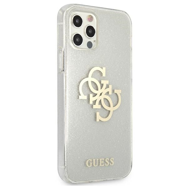 Guess GUHCP12LPCUGL4GTR iPhone 12 Pro Max 6.7" transparent hard case Glitter 4G Big Logo