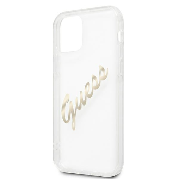 Guess GUHCP12LKTRSVGO iPhone 12 Pro Max 6.7&quot; Transparent hardcase Vintage Script Gold
