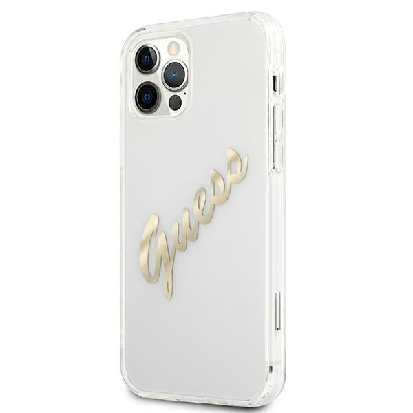 Guess GUHCP12LKTRSVGO iPhone 12 Pro Max 6.7" Transparent hardcase Vintage Script Gold