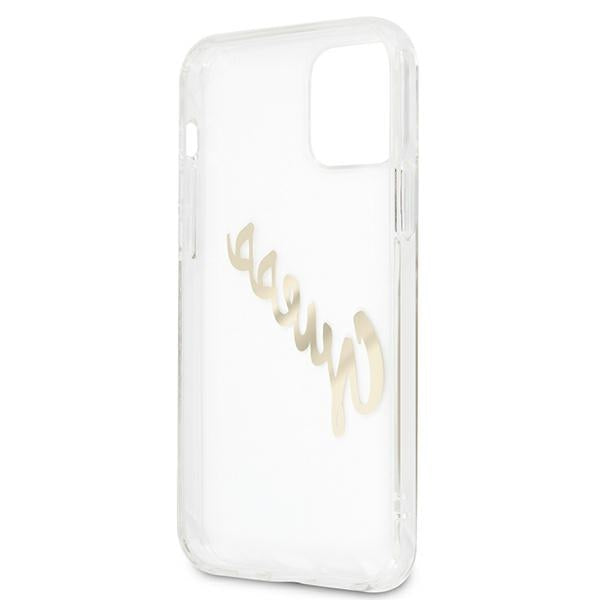 Guess GUHCP12LKTRSVGO iPhone 12 Pro Max 6.7" Transparent hardcase Vintage Script Gold