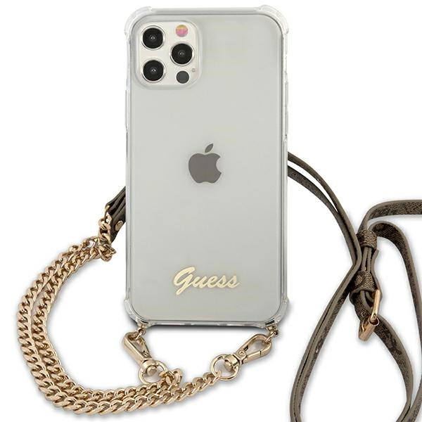 Guess GUHCP12MKC4GSGO iPhone 12/12 Pro 6.1" Transparent hard case 4G Gold Chain