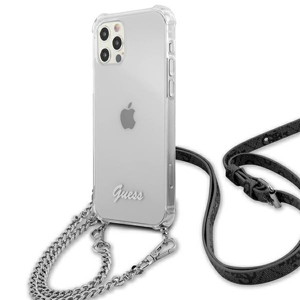 Guess GUHCP12MKC4GSSI iPhone 12/12 Pro 6.1&quot; Transparent hardcase 4G Silver Chain