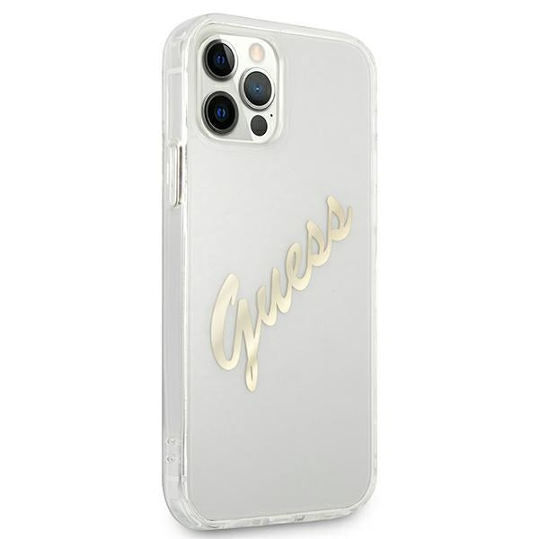 Guess GUHCP12MKTRSVGO iPhone 12/12 Pro 6.1" Transparent hardcase Vintage Script Gold