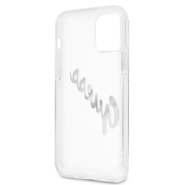 Guess GUHCP12MKTRSVSI iPhone 12/12 Pro 6.1" Transparent hardcase Vintage Script Silver