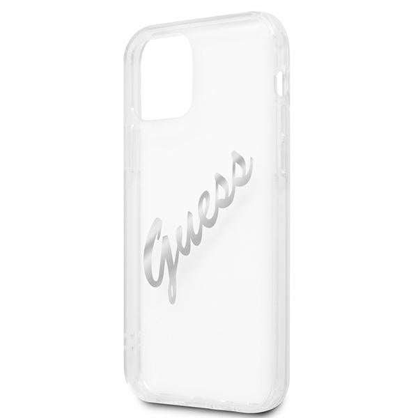 Guess GUHCP12MKTRSVSI iPhone 12/12 Pro 6.1" Transparent hardcase Vintage Script Silver