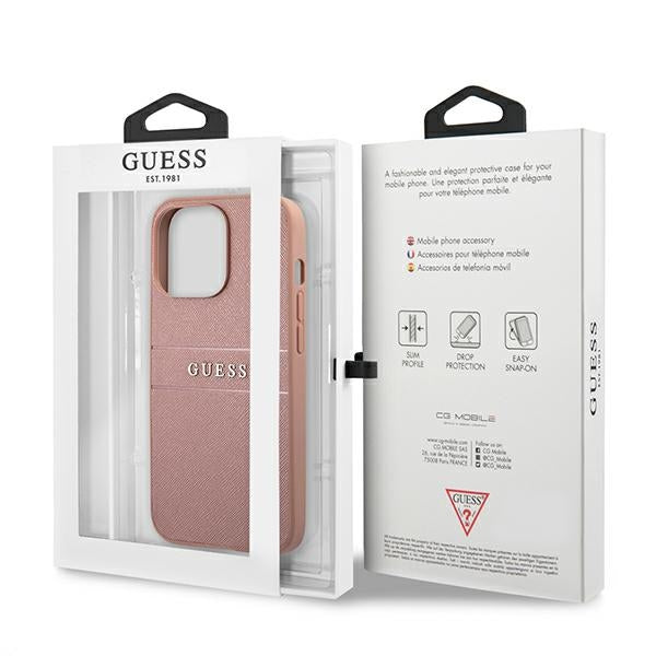 Guess GUHCP13XPSASBPI iPhone 13 Pro Max 6.7&quot; pink/pink hardcase Saffiano Stripe
