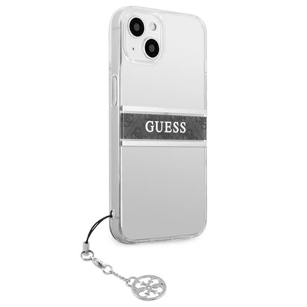Guess GUHCP13SKB4GGR iPhone 13 mini 5.4" Transparent hardcase 4G Gray Strap Charm