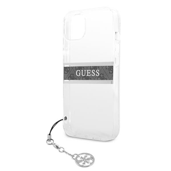 Guess GUHCP13SKB4GGR iPhone 13 mini 5.4&quot; Transparent hardcase 4G Gray Strap Charm