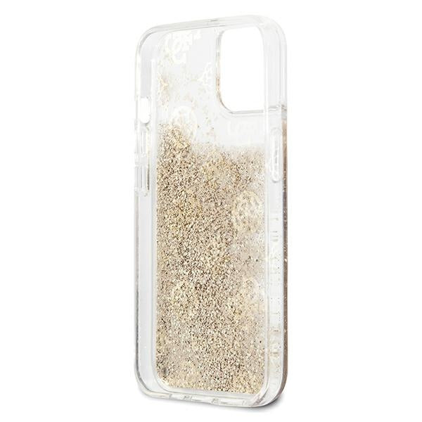 Guess GUHCP13SLGPEGO iPhone 13 mini 5.4&quot; gold/gold hardcase Peony Liquid Glitter
