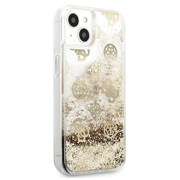 Guess GUHCP13SLGPEGO iPhone 13 mini 5.4&quot; gold/gold hardcase Peony Liquid Glitter