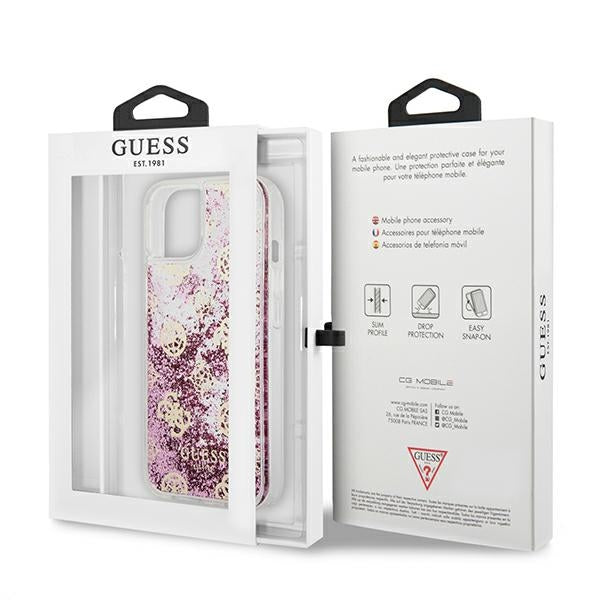 Guess GUHCP13SLGPEPI iPhone 13 mini 5.4&quot; pink/pink hardcase Peony Liquid Glitter