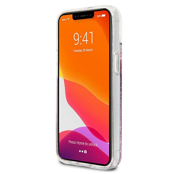 Guess GUHCP13SLGPEPI iPhone 13 mini 5.4&quot; pink/pink hardcase Peony Liquid Glitter