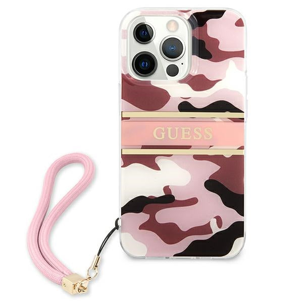 Guess GUHCP13LKCABPI iPhone 13 Pro / 13 6.1&quot; pink/pink hardcase Camo Strap Collection