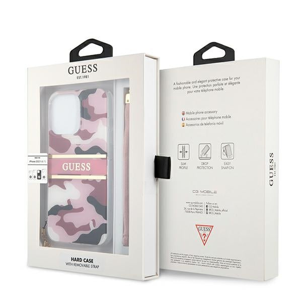 Guess GUHCP13LKCABPI iPhone 13 Pro / 13 6.1" pink/pink hardcase Camo Strap Collection