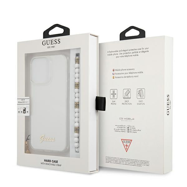 Guess GUHCP13LKPSWH iPhone 13 Pro / 13 6.1&quot; Transparent Hardcase White Pearl