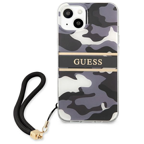 Guess GUHCP13MKCABBK iPhone 13 6.1" black/black hardcase Camo Strap Collection