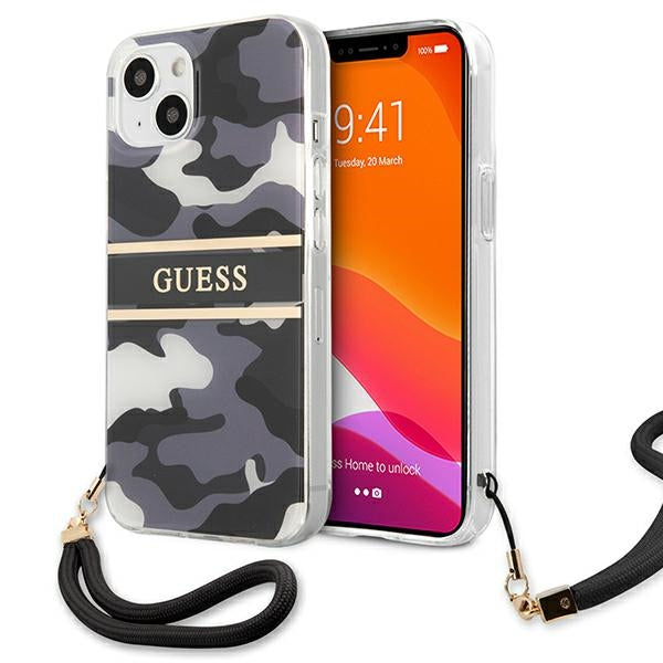 Guess GUHCP13MKCABBK iPhone 13 6.1&quot; black/black hardcase Camo Strap Collection