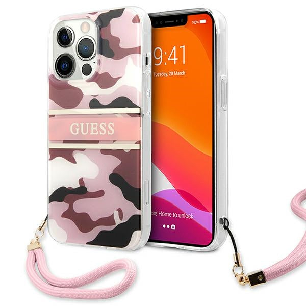 Guess GUHCP13XKCABPI iPhone 13 Pro Max 6.7&quot; pink/pink hardcase Camo Strap Collection