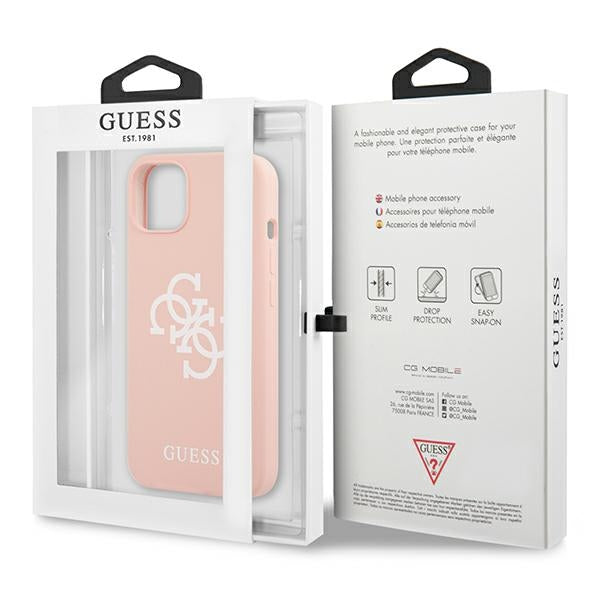 Guess GUHCP13SLS4GWPI iPhone 13 mini 5.4&quot; pink/pink hard case Silicone 4G Logo