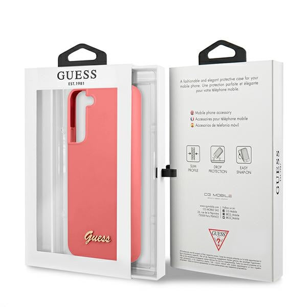 Guess GUHCS22MLSLMGFU S22+ S906 fuchsia/fuchsia hardcase Silicone Script Metal Logo