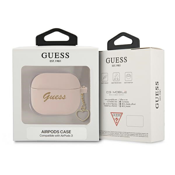 Guess GUA3LSCHSP AirPods 3 cover pink/pink Silicone Charm Heart Collection
