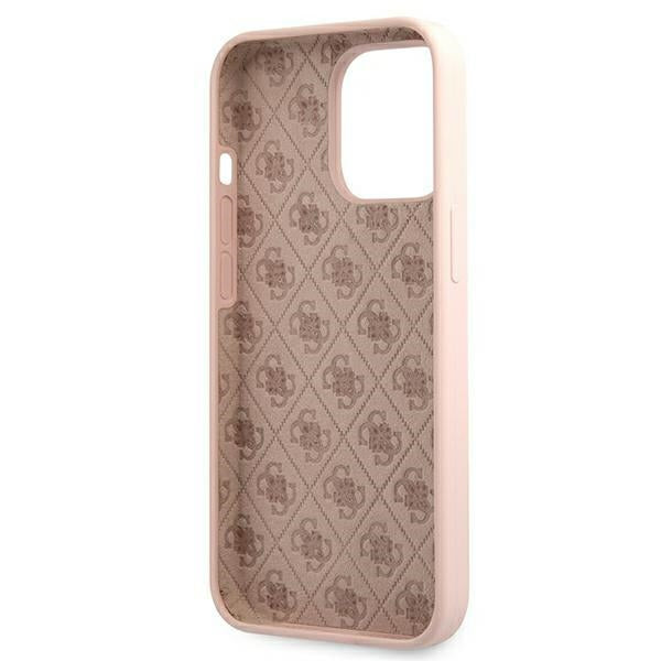 Guess GUHMP13LLSLMGLP iPhone 13 Pro / 13 6.1&quot; light pink/light pink hardcase Silicone Script Gold Logo Magsafe