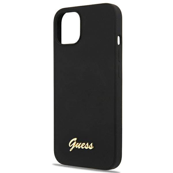 Guess GUHMP13MLSLMGBK iPhone 13 6.1" black/black hardcase Silicone Script Gold Logo Magsafe