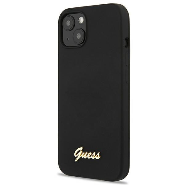 Guess GUHMP13MLSLMGBK iPhone 13 6.1&quot; black/black hardcase Silicone Script Gold Logo Magsafe