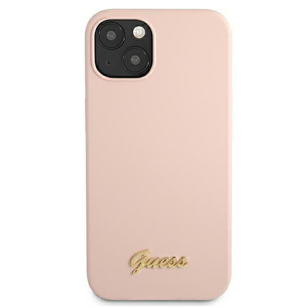 Guess GUHMP13MLSLMGLP iPhone 13 6.1&quot; light pink/light pink hardcase Silicone Script Gold Logo Magsafe