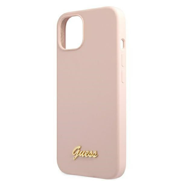 Guess GUHMP13MLSLMGLP iPhone 13 6.1&quot; light pink/light pink hardcase Silicone Script Gold Logo Magsafe