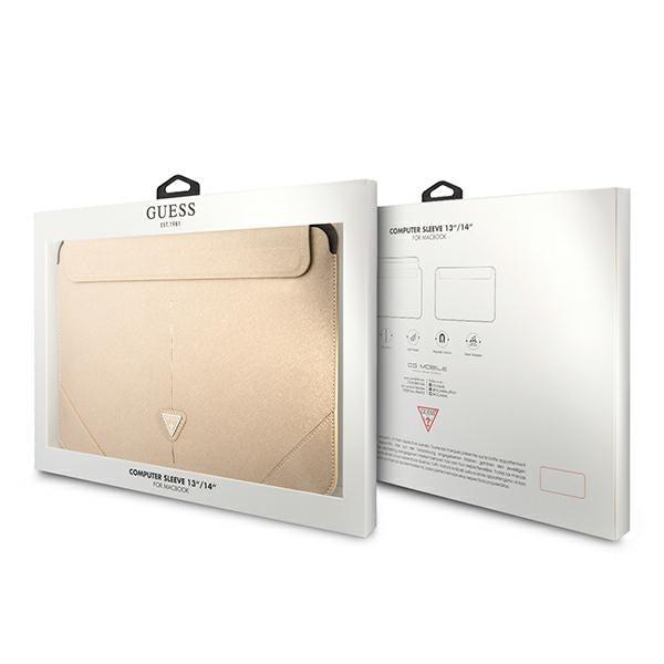 Guess Saffiano Triangle Logo case for a 14&quot; laptop - beige