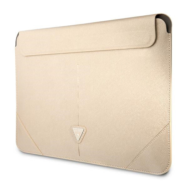 Guess Saffiano Triangle Logo case for a 14" laptop - beige