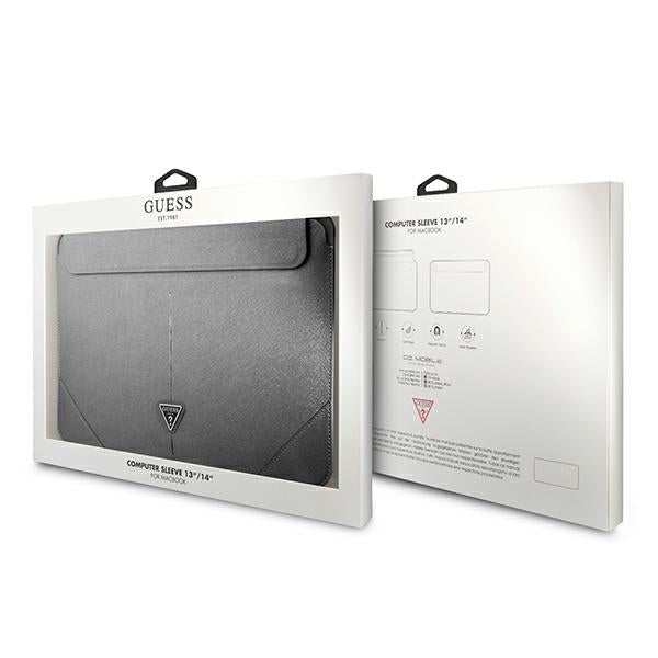 Guess Saffiano Triangle Logo case for a 14" laptop - silver