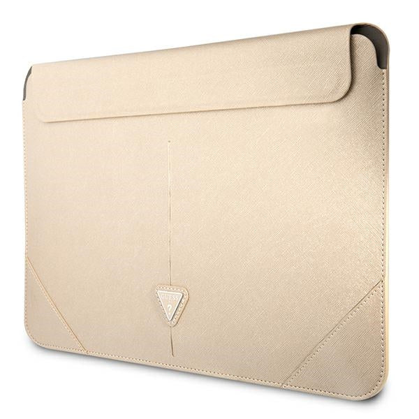 Guess Saffiano Triangle Logo case for a 16" laptop - beige
