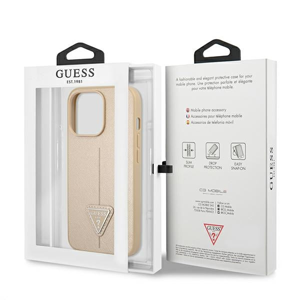Guess GUHCP13LPSATLE iPhone 13 Pro / 13 6.1" beige/beige hardcase SaffianoTriangle Logo