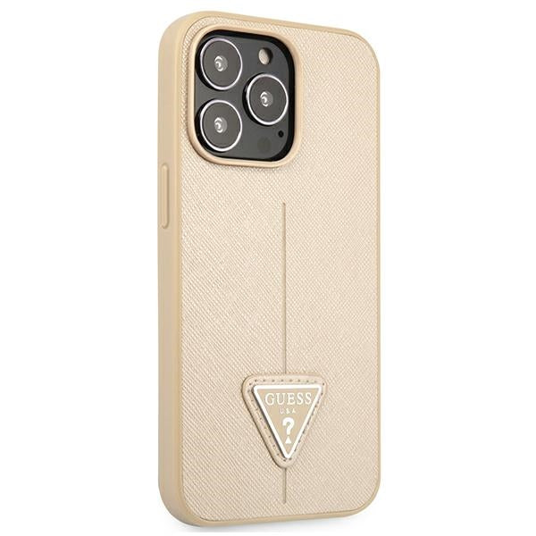 Guess GUHCP13LPSATLE iPhone 13 Pro / 13 6.1&quot; beige/beige hardcase SaffianoTriangle Logo