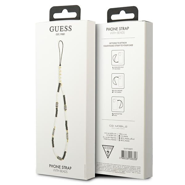 Guess pendant GUSTBCKH Phone Strap black-white/black-white Heishi Beads