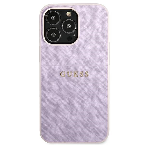 Guess GUHCP13LPSASBPU iPhone 13 Pro / 13 6.1&quot; purple/purple Saffiano Hot Stamp &amp; Metal Logo