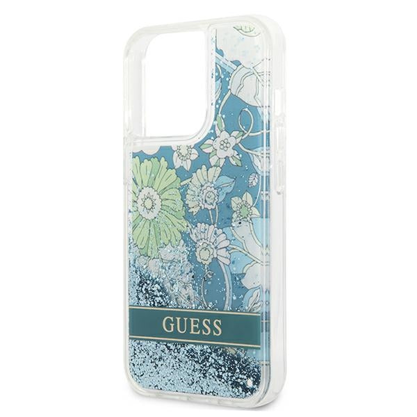 Guess GUHCP13LLFLSN iPhone 13 Pro / 13 6.1&quot; green/green hardcase Flower Liquid Glitter