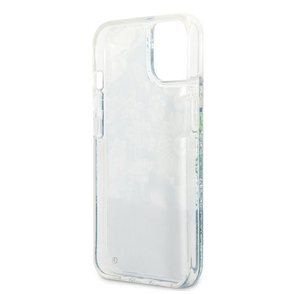 Guess GUHCP13SLFLSN iPhone 13 mini 5.4" green/green hardcase Flower Liquid Glitter