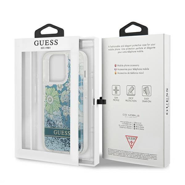 Guess GUHCP13XLFLSN iPhone 13 Pro Max 6.7" green/green hardcase Flower Liquid Glitter