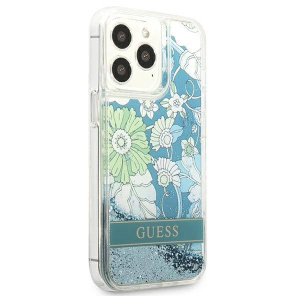 Guess GUHCP13XLFLSN iPhone 13 Pro Max 6.7&quot; green/green hardcase Flower Liquid Glitter