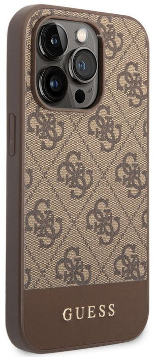 Guess GUHCP14LG4GLBR iPhone 14 Pro 6.1" brown/brown hard case 4G Stripe Collection