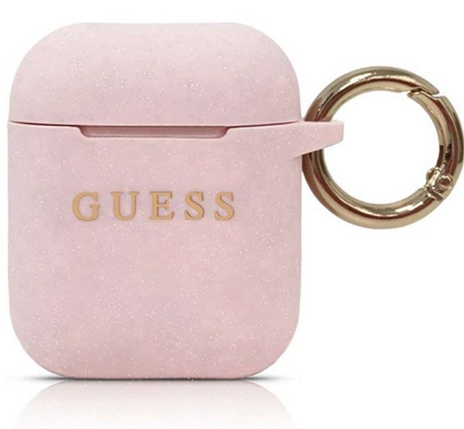 Guess GUACCSILGLLP AirPods cover light pink / pink Silicone Glitter