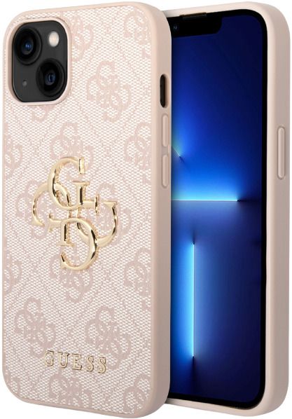 Guess 4G Big Metal Logo iPhone 15 Case - Pink